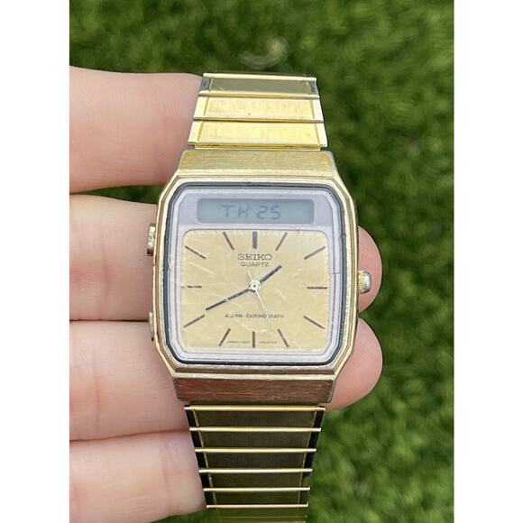 Vintage 1980s Seiko H357-5009 LCD Digital Watch New Battery 7” Running Ana Digi - Picture 15 of 16